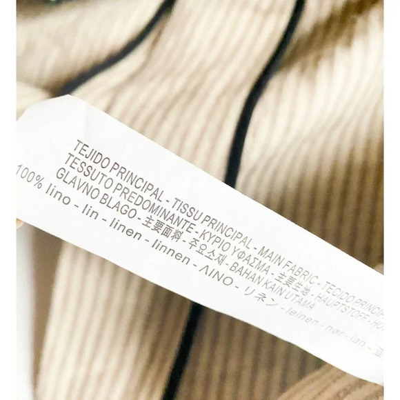 Zara Linen Striped Belted Whipstitch Simple Minimalist Coat  S - Picture 4 of 10